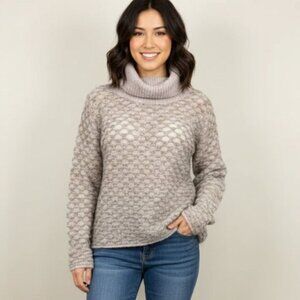 Anthropologie One Grey Day Sweater Mohair Wool Turtleneck Lightweight Size S
